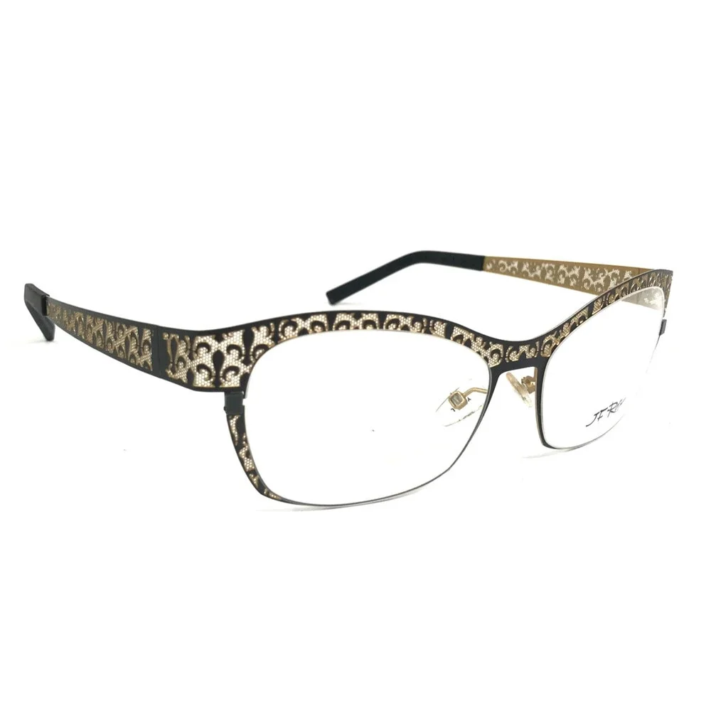 J.F. Rey Eyeglasses Frames JF2559 0050 Matte Black Gold Fleur De Lis 58-16-132